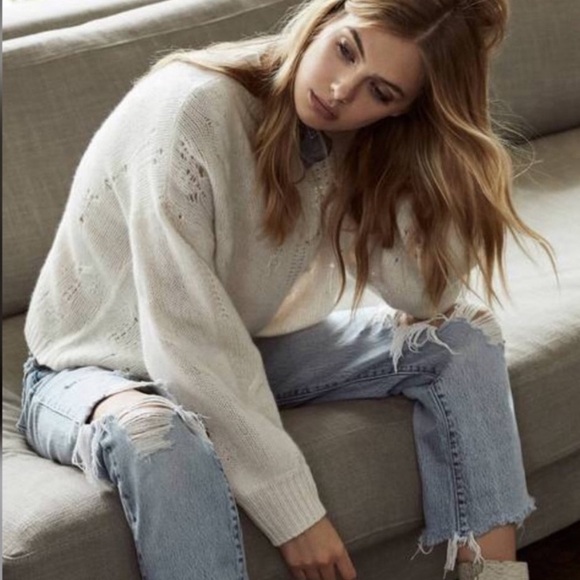 SOLD NWT $400! LUXE 360Cashmere Ivory Sweater Sz L - Picture 2 of 8